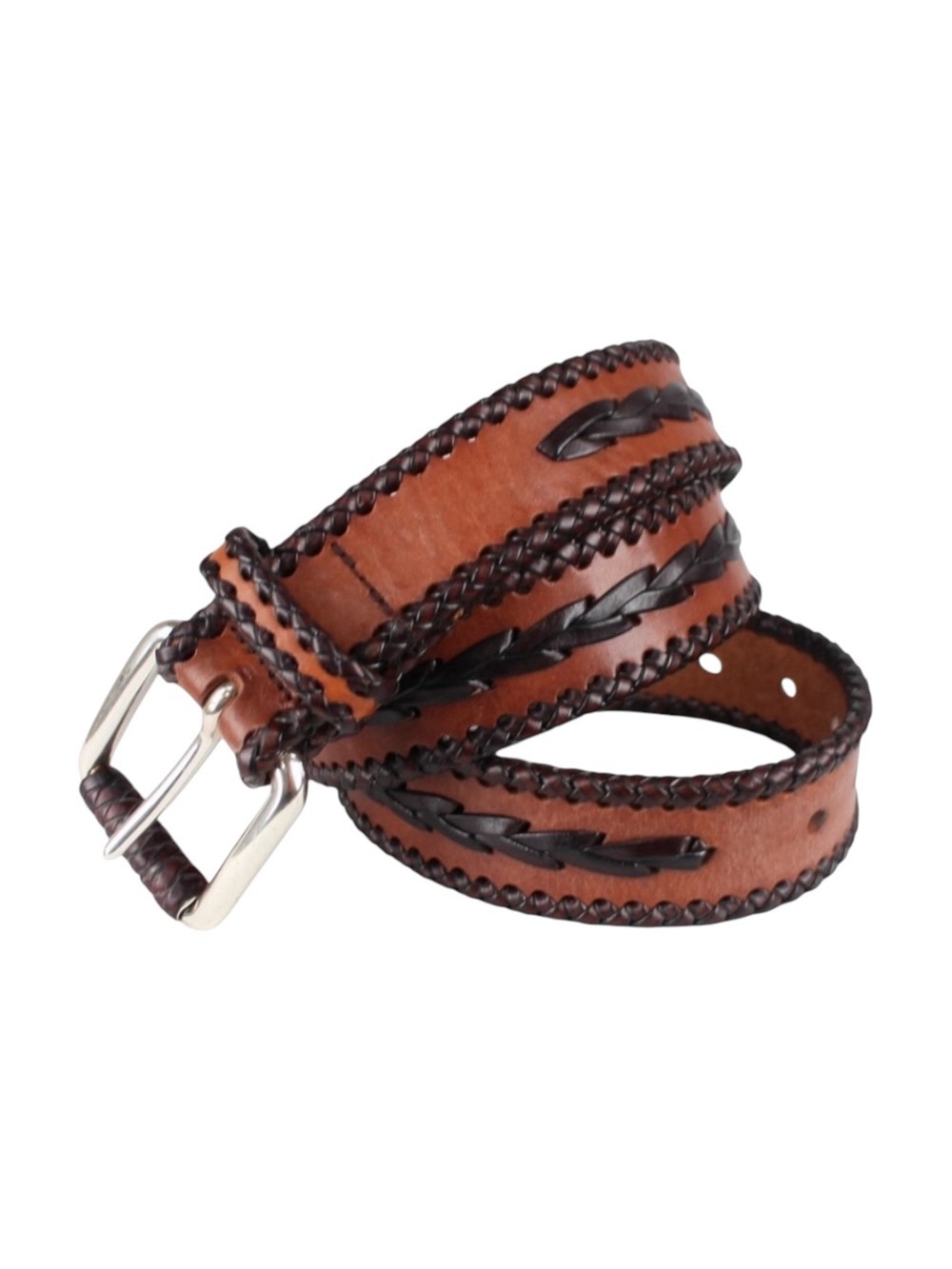 Vintage Michael Kors Brown Braided Full Grain Leather Belt Men's Large 38-42